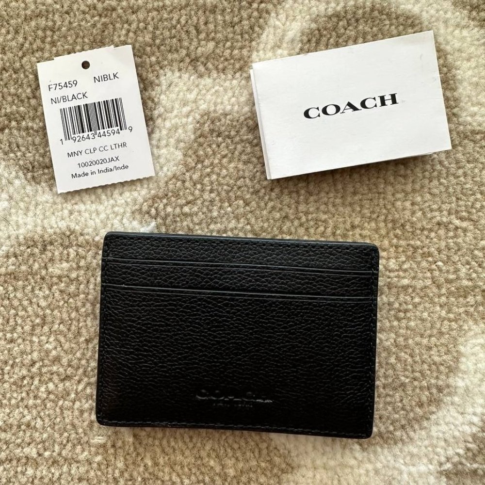 Coach Money Clip Wallet NWT Black Leather